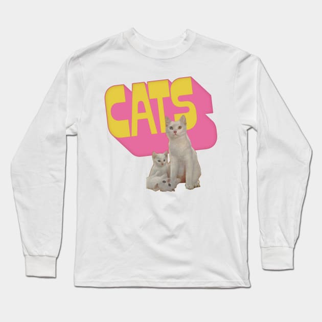 Cute Retro Style Cat Lover Design Long Sleeve T-Shirt by DankFutura